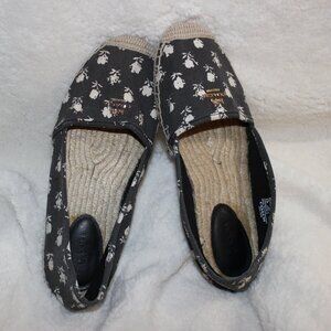 Coach Espadrille Flats Rhodelle Canvas Calico Rose Charcoal/Cream Print SZ 8.5
